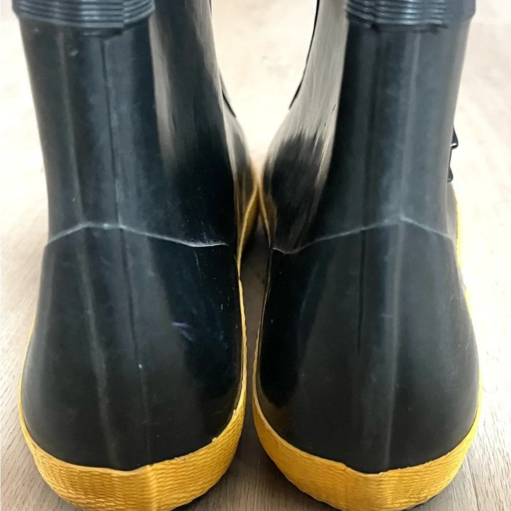 Pappagallo Black and Yellow Ankle Rain Boots, Sz 10